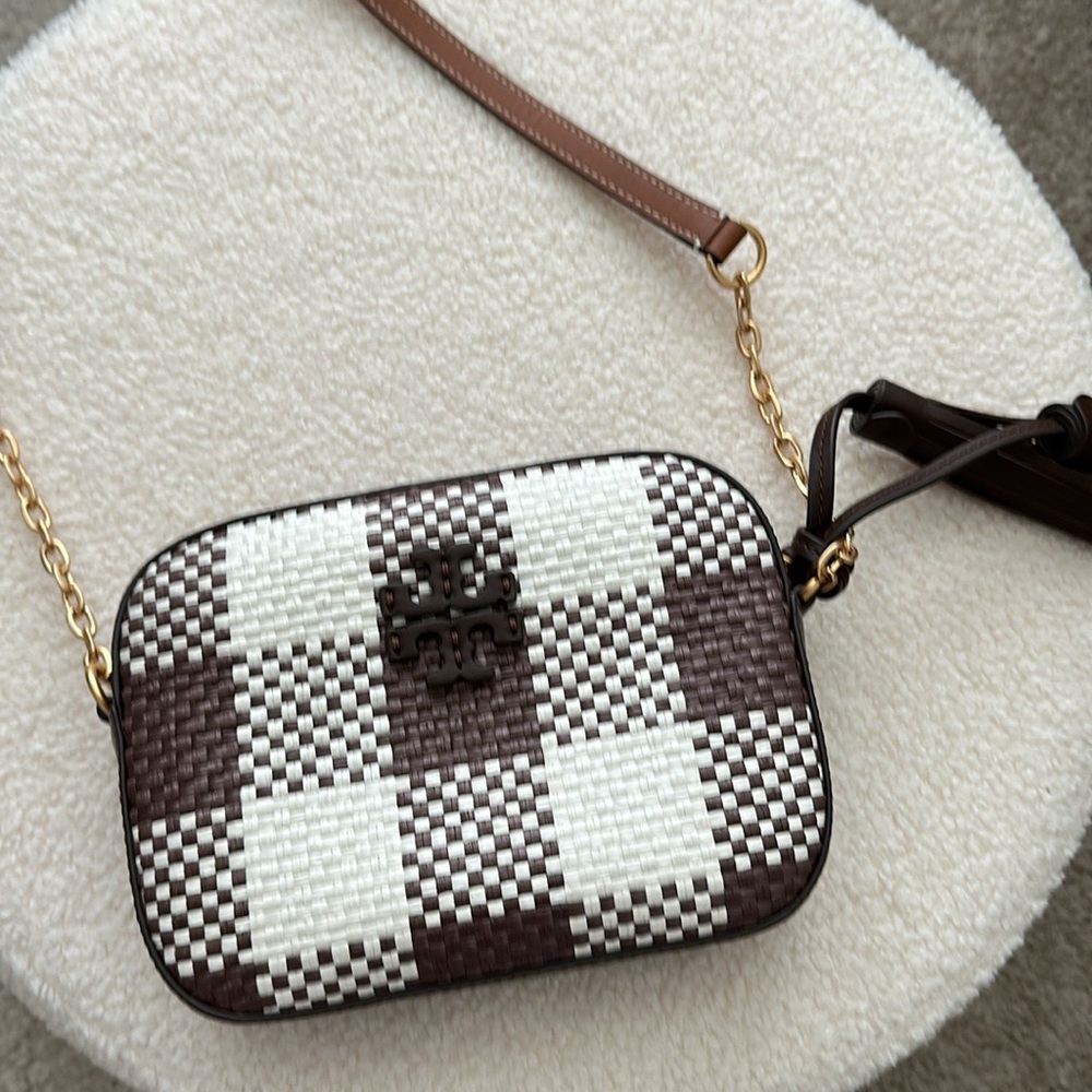 Tory Burch McGraw woven plaid camera bag - Picture 2 of 12